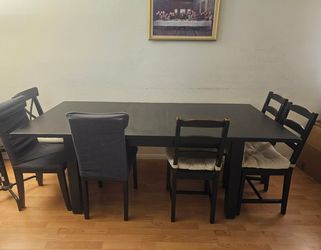 Black Dining Table with Chairs