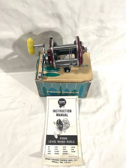 New mint condition, old stock with original box and manual Penn Peerless No. 9 medium, heavy action, fishing reel.