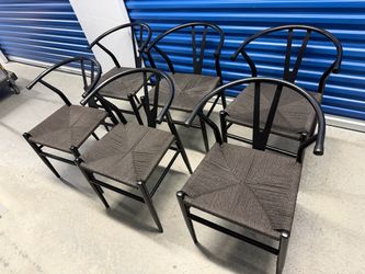 Set of 5 Black Wishbone Dining Chairs
