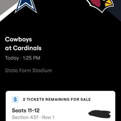 Cardinals Vs Cowboys 9/24 @ 1:25 Pm