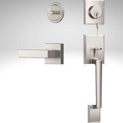 KingForce Front Door Lock Set: Exterior Door Lock with Handle, featuring a single cylinder deadbolt