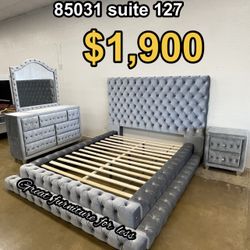 4 PCs Velvet Queen Size Bedroom Set Brand New