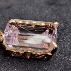 Rare Colored Light Pink 21ct Kunzite 14k Pendant 