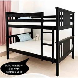 New Twin/ Twin Búnk Bed With Mattress 