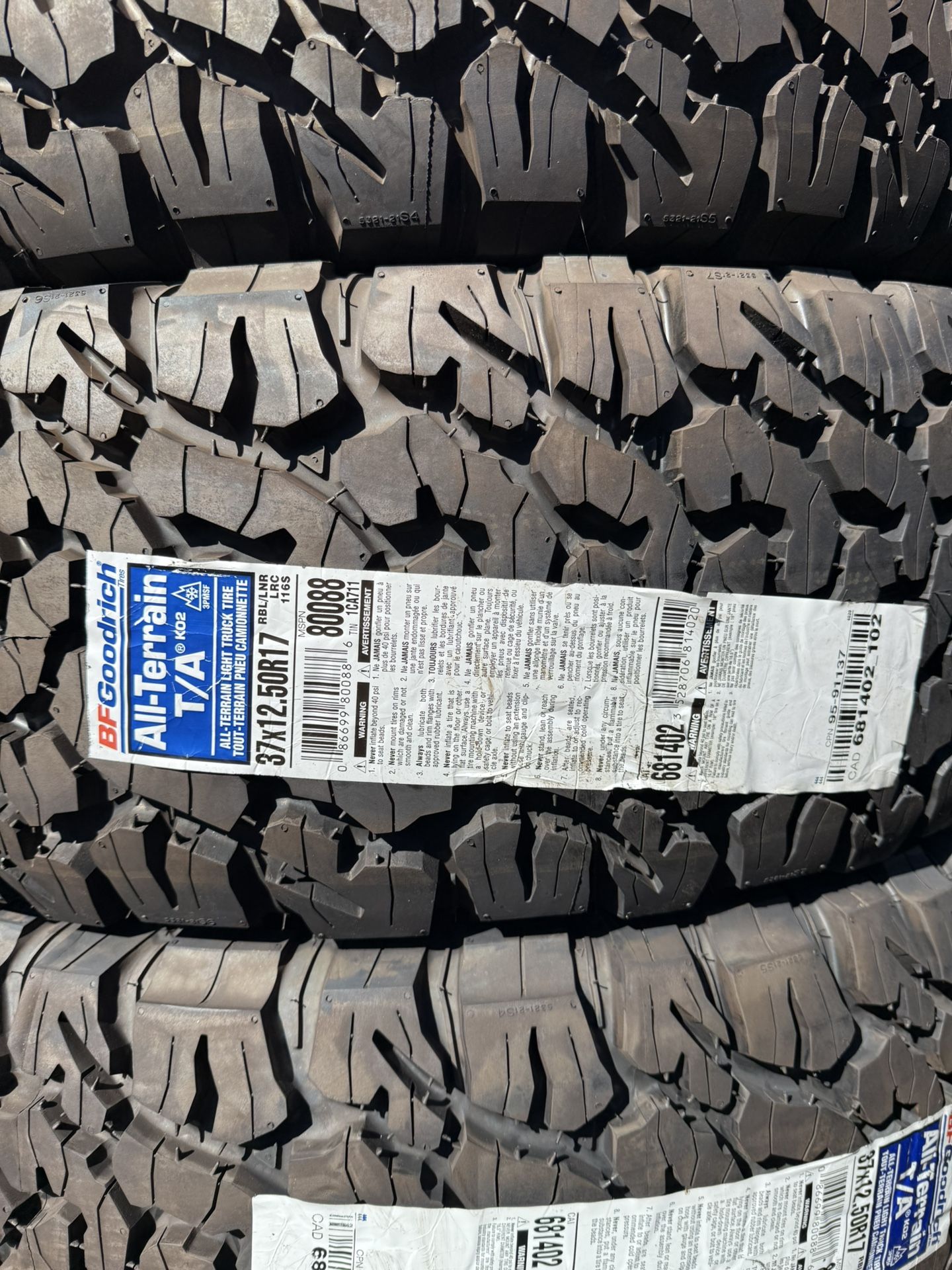 BFGOODRICH KO2 37x12.50R17 TIRES FOR SALE!!!!