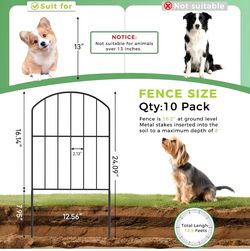 10 Pack Arched Metal Garden Fence Panels - No Dig