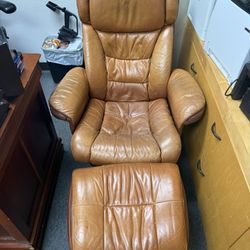 Leather Chair And Ottoman