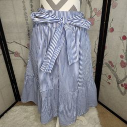 J.Crew Striped Tie Waist Midi Skirt 2