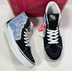 Vans Sk8-Hi Bolt Liquify Black Blue High Top Skate Shoe Sneaker Men 9 Women 10.5