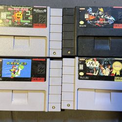 Ms. Pac-Man, Killer Instinct, Super Mario World, and Super Star Wars for Super Nintendo Entertainment System