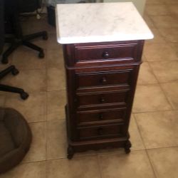Vintage Wood Cabinet With Marble Top