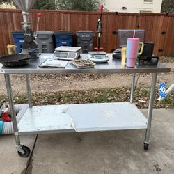 Stainless Steel Table With Wheels 