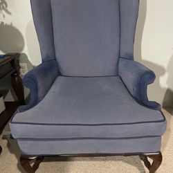 Classic Blue Wingback Chair 