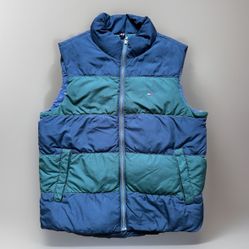 Tommy Hilfiger Vest Unisex S Green / Blue Down Puffer Used Vest Jacket Quilted