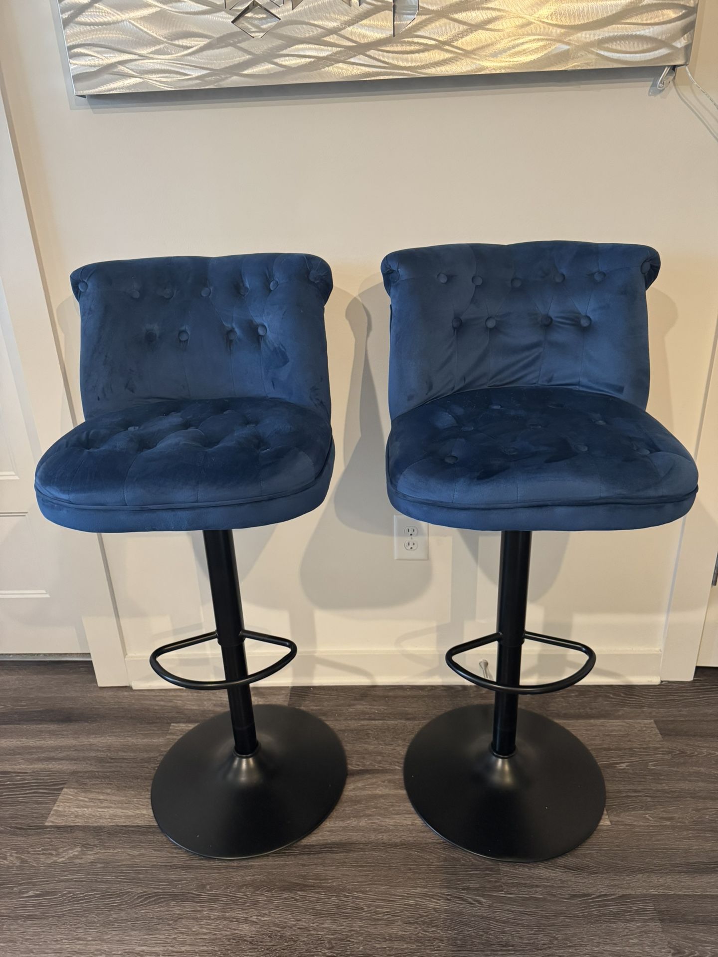 Velvet Swivel Adjustable Bar Stools (2)