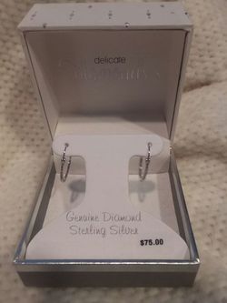Sterling silver and diamond earrings