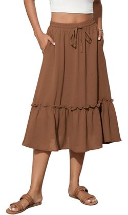 High Waist Tiered Skirts for Women Flowy Skirts for Women Below Knee