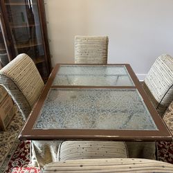 Shabby Chic Dining Table & 4 Parson Slip Covered Chairs