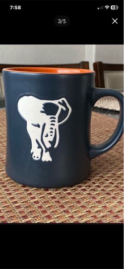 Starbucks / Navy Blue Ceramic Mug with Elephant Design