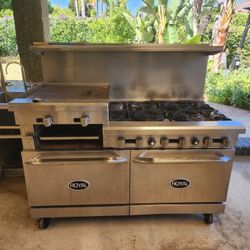 Royal Commercial 6 Burner Gas Stove.double Over & Grill