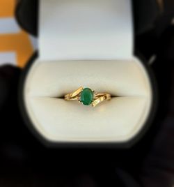 Jewelry 10k solid yellow gold malachite 0.5CTW ring sz 6.50