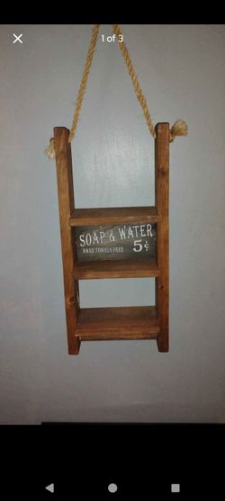 Rope Hanging Wooden Towel Rack 