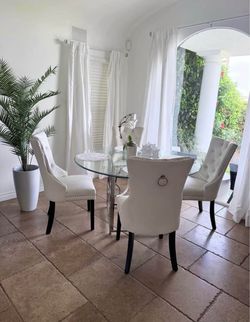 Round Glass Dining Table with 4 Chairs