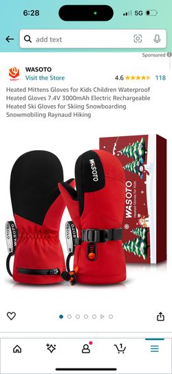 Heated Mittens Gloves for Kids Children Waterproof 