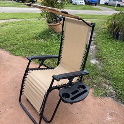 Costway Folding Recliner Zero Gravity Lounge Chair W/ Shade Canopy Cup Holder Black