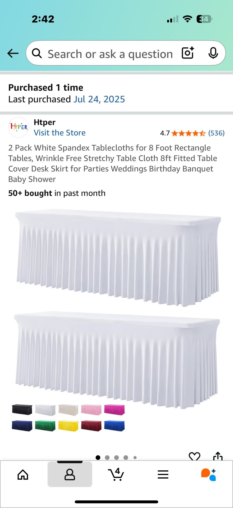 White Spandex Table Clothes (8 Foot)