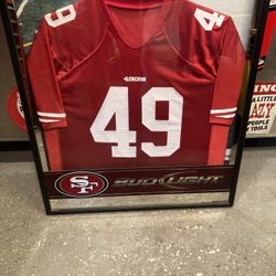49ers Jersey Mounted/Framed. 36” X 30”. 
