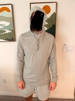Men's Light Gray Printed Pullover Hoodie