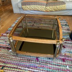Glass and Wood Coffee Table 