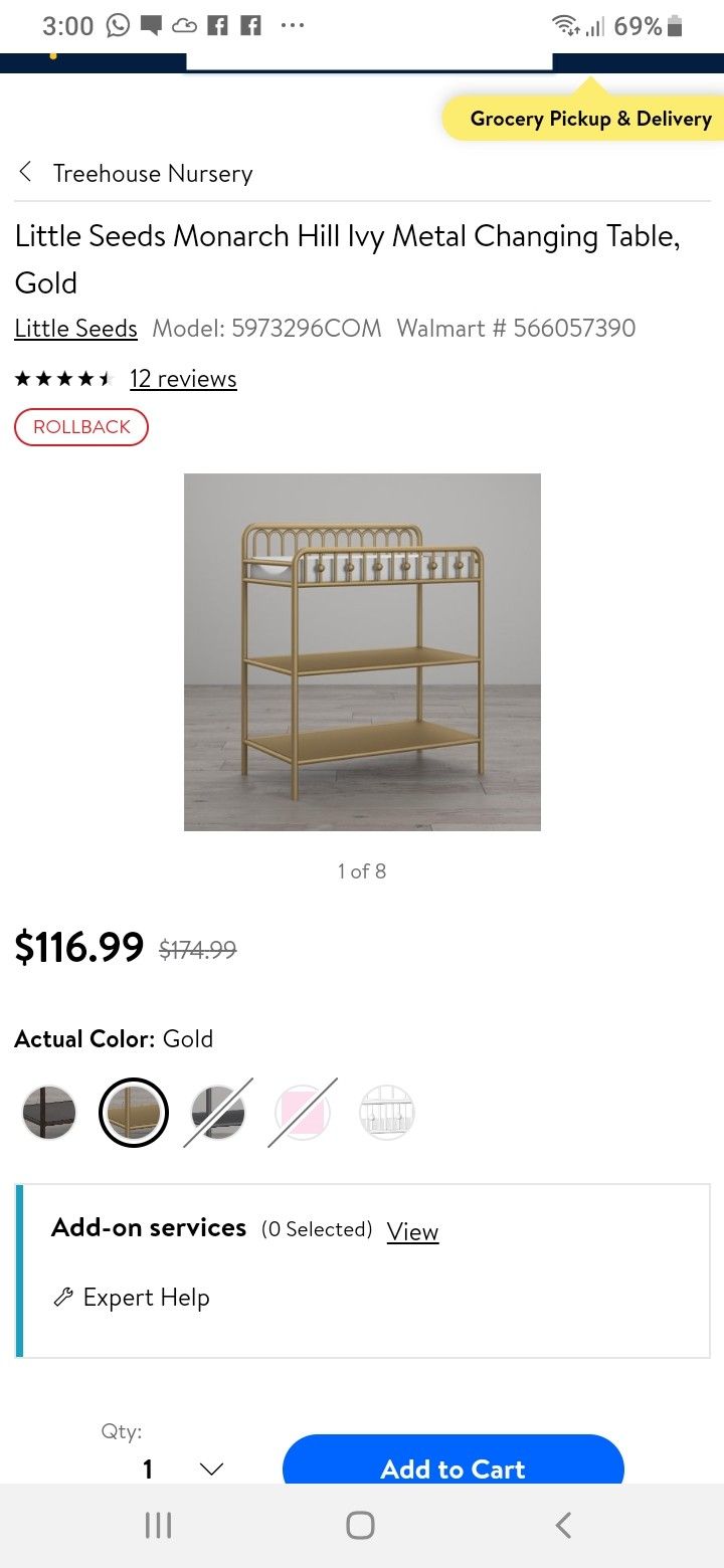 New changing table gold