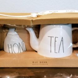Rae Dunn By Magenta Honey & Tea Pot Set, Completely new 