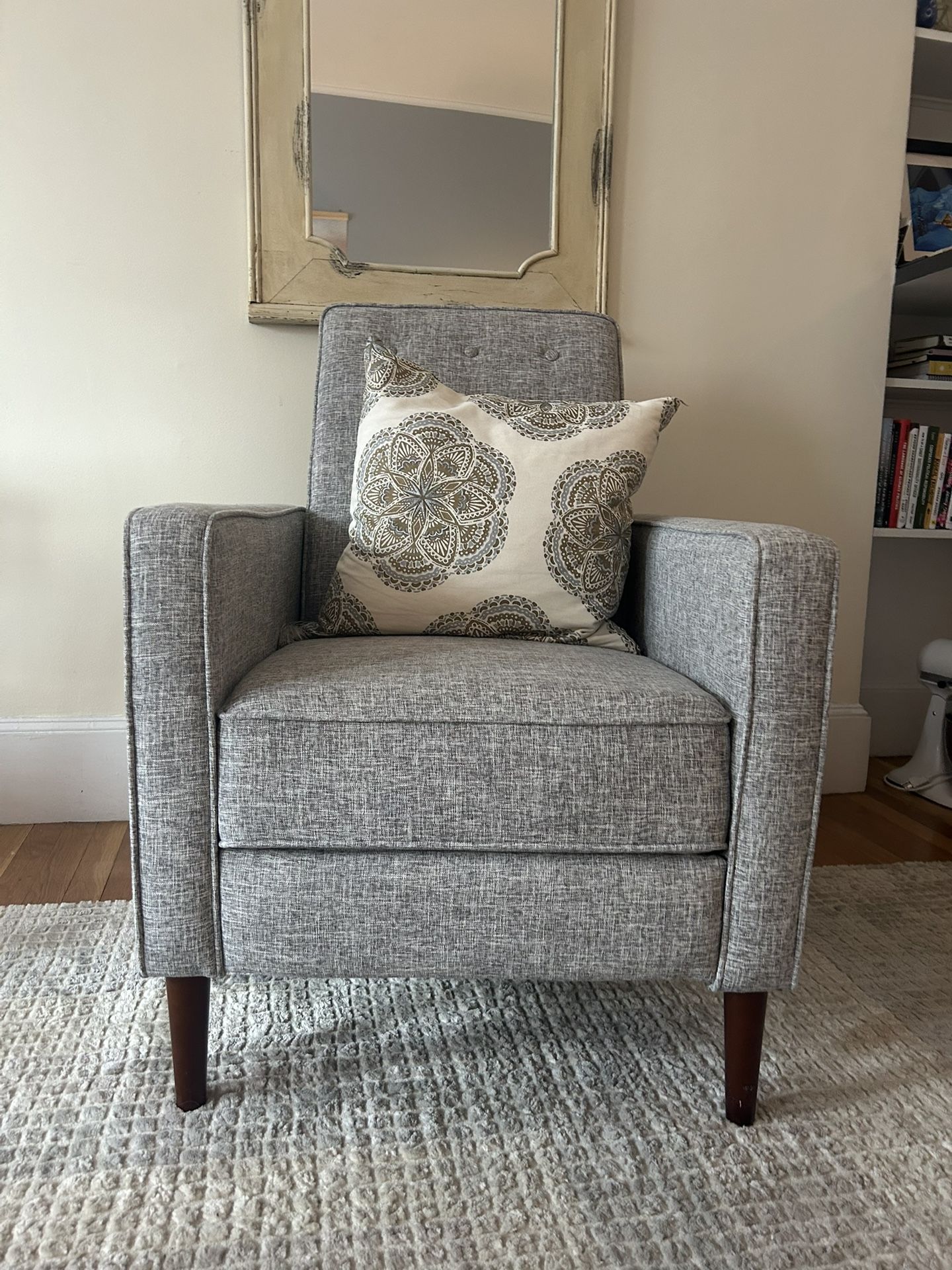 Grey Upholstered Recliner Chair