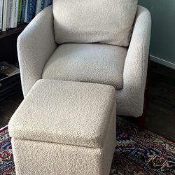 Chair with ottoman storage cube