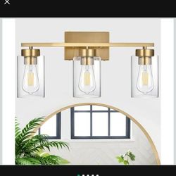 3-Light Bathroom Vanity Light, Modern Brushed Gold  - New In box