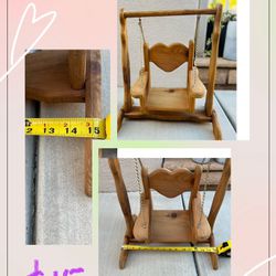 Solid Wood Wall Shelf And Cute Small  Wood  Swing Sets