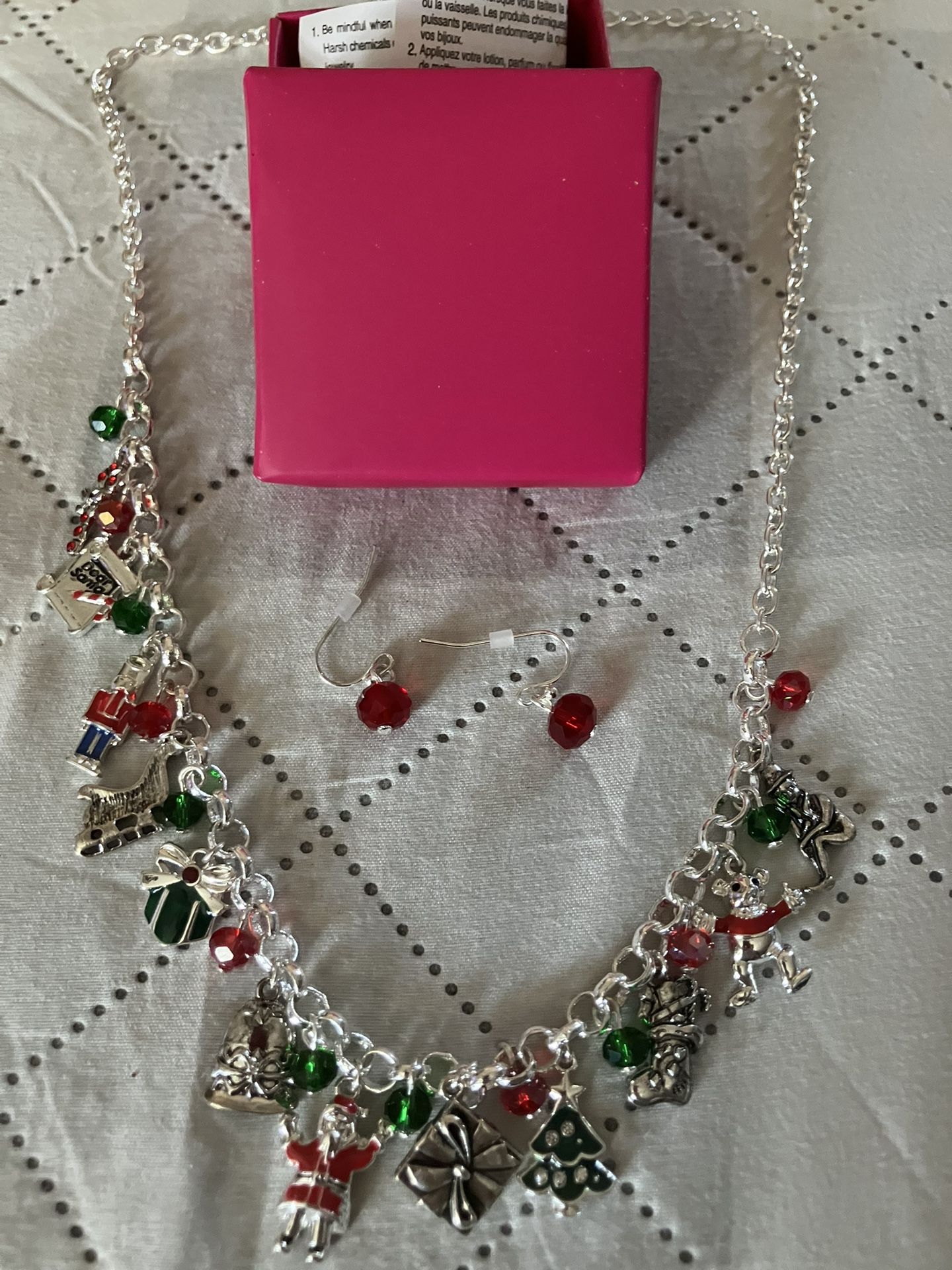 2024 Santas Workshop Charm Necklace And Earrings