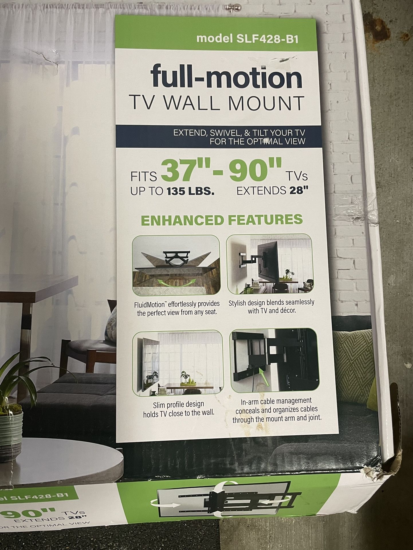 Tv Mount Full Motion “37-90” New 