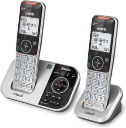 VTECH VS112-2 DECT 6.0 BLUETOOTH!! 2 Handset Cordless Phone for Home w/ Answering Machine, Call Blocking, Caller ID, Intercom & Connect to Cell (Silve