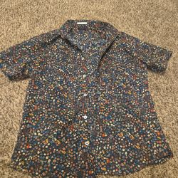 Good Man Brand Men’s Floral Button-Up Shirt (S) – Navy Pattern
