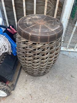 Wicker Rattan Barrel Stool or Side Table For Parts