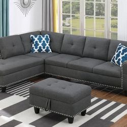 BEAUTIFUL L Shape Sectional Couch, Modern 4-Seaters Living Room Se