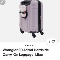 ALMOST NEW WRANGLER 20" ASTRAL HARDSHELL SUITCASE   IN LILLAC.