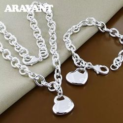 925 Silver Bridal Jewelry Sets Love Heart Necklace Bracelets Set For Women Jewelry  ‎‏Pin ‎‏Brooch ‎‏Jewelry   ‎‏Earrings  ‎‏Necklace  ‎‏Ring ‎‏Bracel