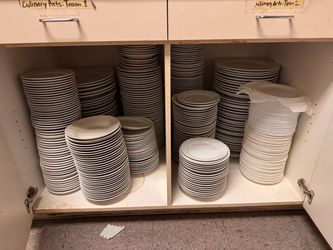 Large Lot of White Ceramic Dinner Plates