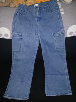 Flare leg cargo style jeans
