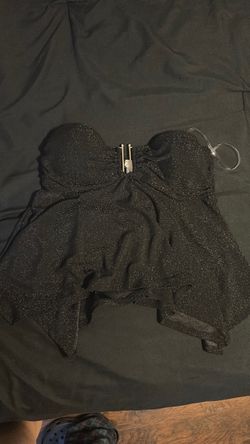 Medium Black Glitter Strapless Cute Shirt